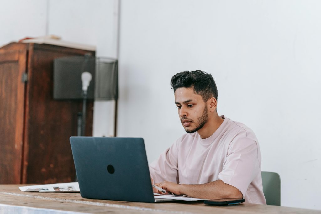 Man Looking On Computer